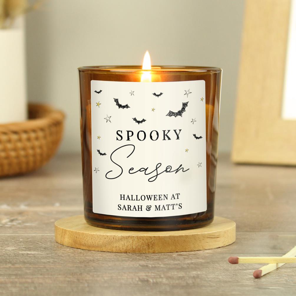 Personalised Spooky Amber Glass Candle Extra Image 1
